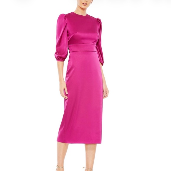 Mac Duggal High Neck Midi Dress (Women) 4 - Picture 1 of 1